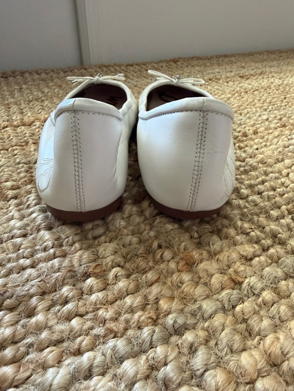 Sam Edelman White Leather Bow-Trim Ballet Flats - Picture 4 of 10